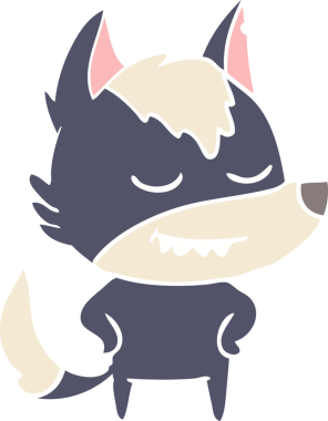 Bir insan tarafından çizilmiş düz renkli çizgi film kurdu.