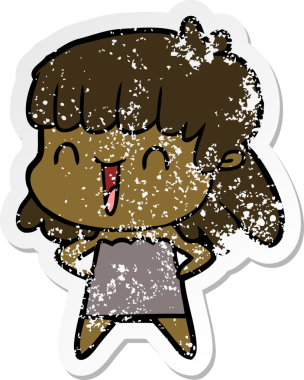 Bir insan tarafından çizilmiş karikatür bir kadının sıkıntılı çıkartması.