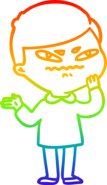 Bir insan tarafından çizilmiş kızgın bir adamın çizdiği gökkuşağı gradyanı çizimi