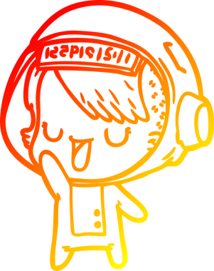 Bir insan tarafından çizilmiş bir astronot kadın çizgi çizimi.