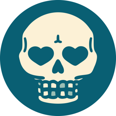 Bir insan tarafından çizilmiş bir kafatasının ikonik dövme şekli