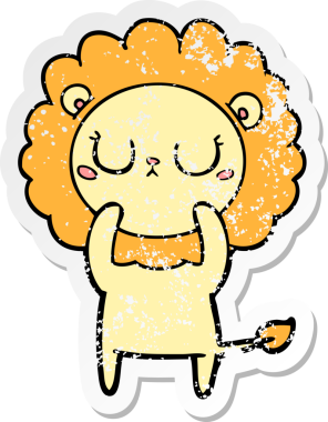 Bir insan tarafından çizilmiş karikatür aslanının sıkıntılı çıkartması.