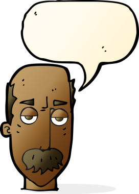 Bir insan tarafından çizilmiş bir konuşma balonuyla sıkılmış yaşlı bir adam.