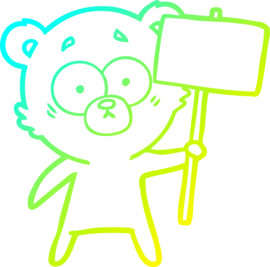 Bir insan tarafından çizilmiş protestolu bir kutup ayısı karikatürü.