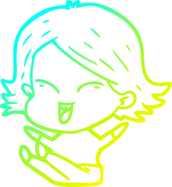 Bir insan tarafından çizilmiş mutlu çizgi film kızı çizimi.