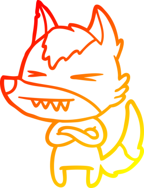 Bir insan tarafından çizilmiş kızgın bir kurt çizgi karakteri.