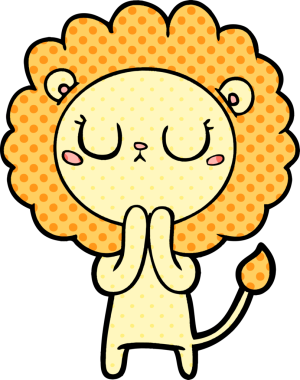 Bir insan tarafından çizilmiş çizgi film aslanı.