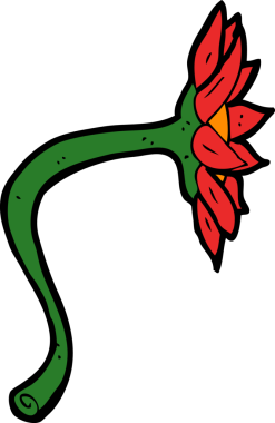 Bir insan tarafından çizilmiş karikatür çiçeği