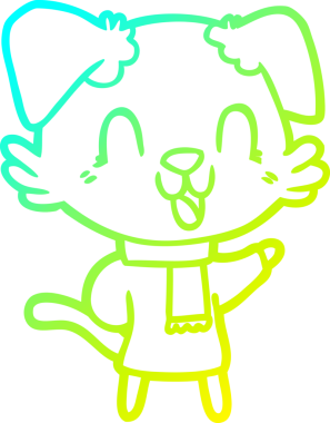 Bir insan tarafından çizilmiş gülen çizgi film köpeğinin soğuk çizgisi.