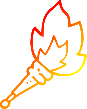 Bir insan tarafından çizilen yanan bir meşalenin sıcak çizgi çizimi