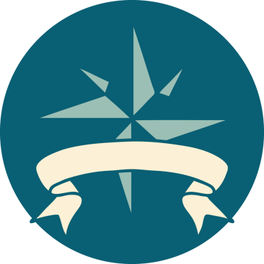 bir insan tarafından çizilmiş bir yıldızın pankartıyla dövme biçimi simgesi