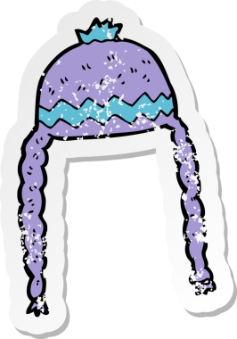 İnsan tarafından çizilmiş havalı bir şapkanın gerilimli retro yapıştırması.