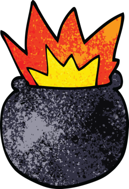 Bir insan tarafından çizilmiş, patlayan karalama kazanı.