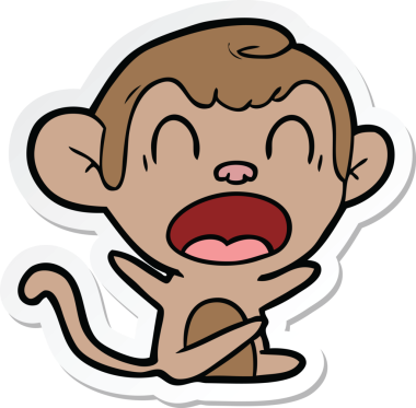 Bir insan tarafından çizilmiş bağıran çizgi film maymunu çıkartması.