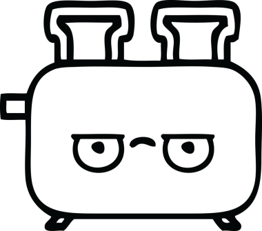 Bir insan tarafından çizilmiş bir tost makinesinin çizgi çizimi