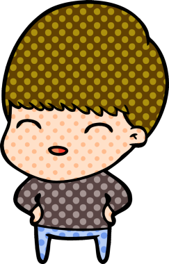 Bir insan tarafından çizilmiş mutlu çizgi film çocuğu.