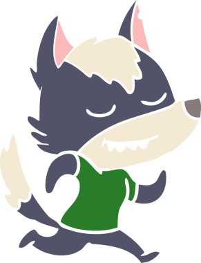 Bir insan tarafından çizilmiş düz renkli çizgi film kurdu.