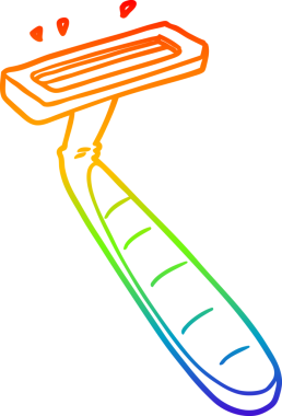 gökkuşağı gradyan çizgi çizimi bir insan tarafından çizilmiş tek kullanımlık traş bıçağı
