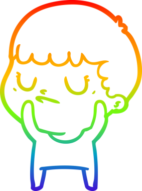 Gökkuşağı gradyan çizgi çizimi bir insan tarafından çizilmiş huysuz bir çocuk