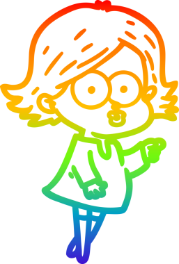 Gökkuşağı gradyan çizimi Bir insan tarafından çizilen çizgi film kızı