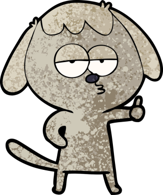 Bir insan tarafından çizilmiş, sıkılmış bir köpek.