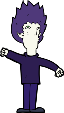 Bir insan tarafından çizilmiş vampir adam çizgi filmi.