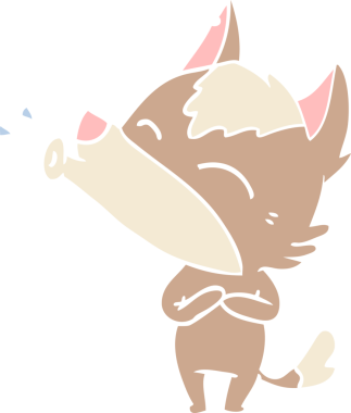 Uluyan Kurt düz renkli çizgi film bir insan tarafından çizildi.