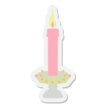 Bir insan tarafından çizilmiş yanan mum etiketi.