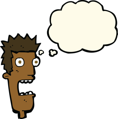 Bir insan tarafından çizilen düşünce baloncuğuyla adamın yüzü şok oldu.