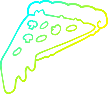 Bir insan tarafından çizilmiş bir pizza diliminin soğuk gradyan çizimi.