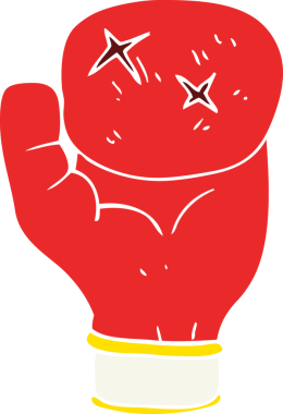 Bir insan tarafından çizilmiş boks eldiveninin düz renk çizimi