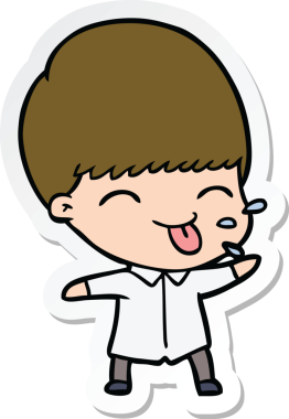 Bir insan tarafından çizilmiş komik bir çizgi film çocuğunun çıkartması.