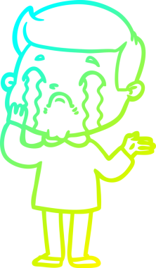 Bir insan tarafından çizilmiş ağlayan bir çizgi film karakteri çizimi.