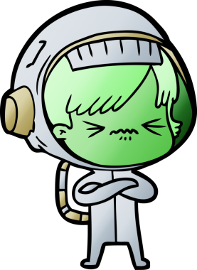 Bir insan tarafından çizilmiş kızgın uzay kızı.