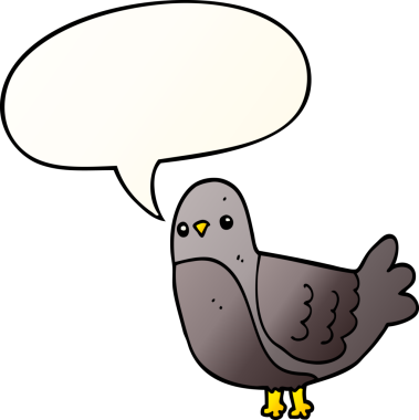 bir insan tarafından çizilmiş yumuşak eğimli konuşma baloncuklu çizgi film kuşu