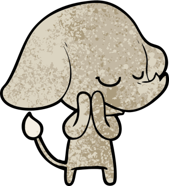 Bir insan tarafından çizilmiş gülümseyen bir fil.