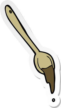 Bir insan tarafından çizilmiş karikatür kaşığının çıkartması.