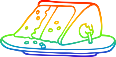 gökkuşağı gradyan çizgisi bir insan tarafından çizilmiş bir pasta dilimi