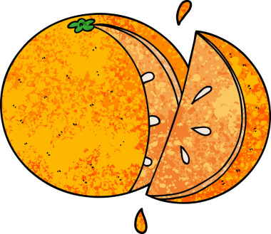 Bir insan tarafından çizilmiş portakal dilimi.