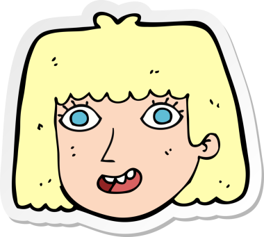 Bir insan tarafından çizilmiş mutlu kadın yüzü çıkartması.