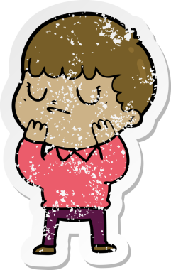 Bir insan tarafından çizilmiş huysuz bir çocuğun sıkıntılı çıkartması.