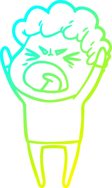 Bir insan tarafından çizilmiş öfkeli bir çizgi film karakteri.