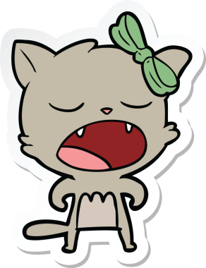 Bir insan tarafından miyavlanan çizgi film kedisinin çıkartması.