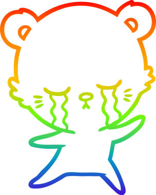 Bir insan tarafından çizilmiş ağlayan çizgi film ayısının çizimi.