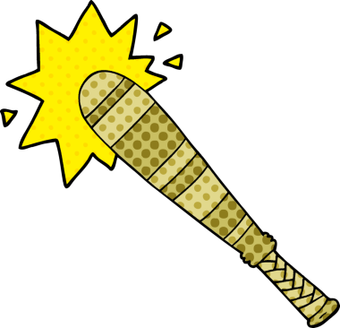 çizgi film beyzbol sopası bir insan tarafından çizilmiş.