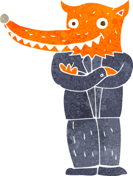 Bir insan tarafından çizilmiş tilki adam.