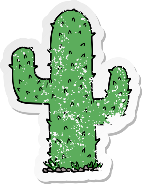 Bir insan tarafından çizilmiş bir kaktüsün sıkıntılı çıkartması.