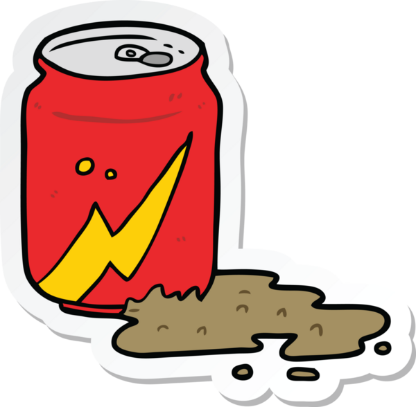 Bir insan tarafından çizilmiş karikatür soda kutusu etiketi.