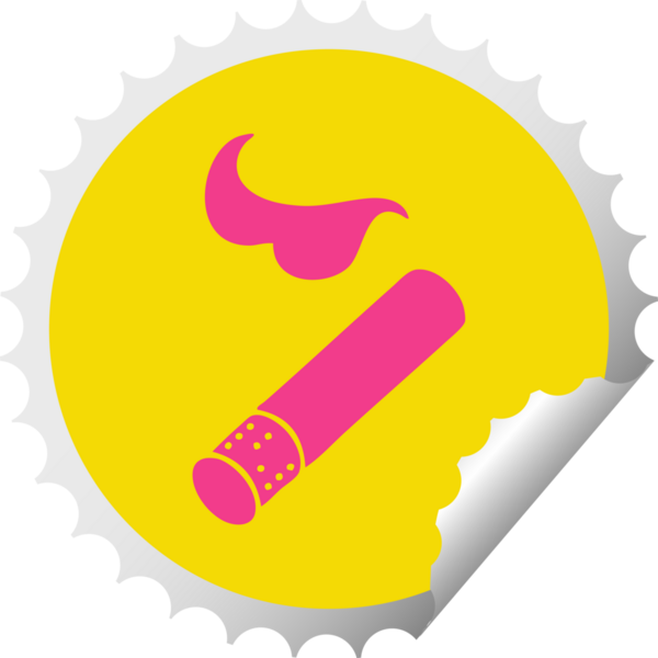 Bir insan tarafından çizilmiş sigara izmaritinin dairesel soyma etiketi.