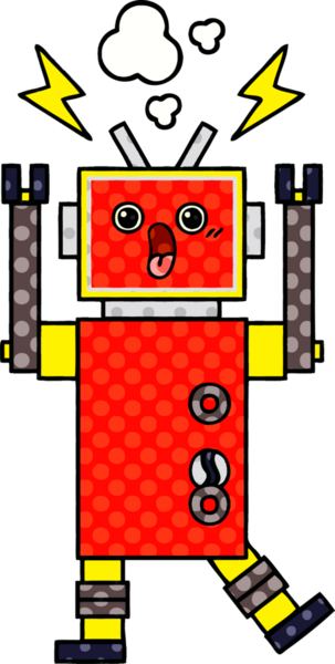 bir insan tarafından çizilmiş bir robotun çizgi roman tarzı